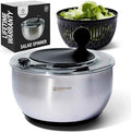 Stainless Steel Salad Spinner Large, 5.3 Qt - Lettuce, Vegetable &