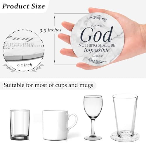 Billbotk Ceramic Coasters with Bible Verses, Coasters Set of 8 with