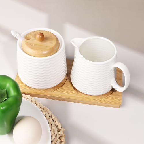 Ceramic Sugar and Creamer Set, Porcelain Coffee Serving Set with Cream