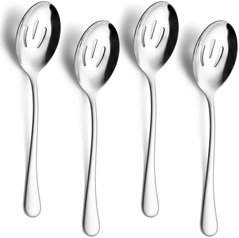 E-far Large Serving Slotted Spoons, Stainless Steel Serving Utensils