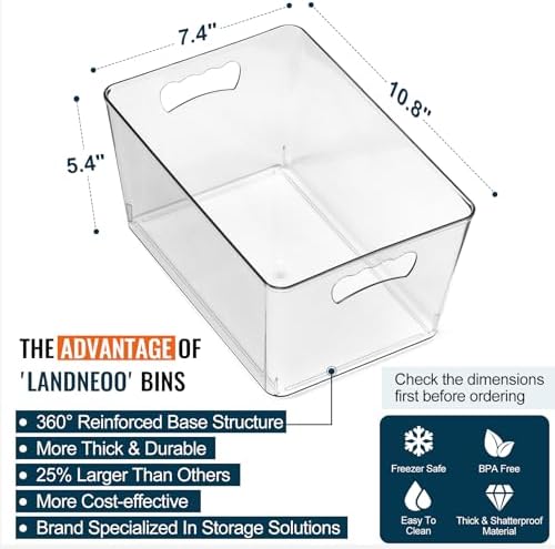 12 Pack Large Sturdy Clear Storage Bins