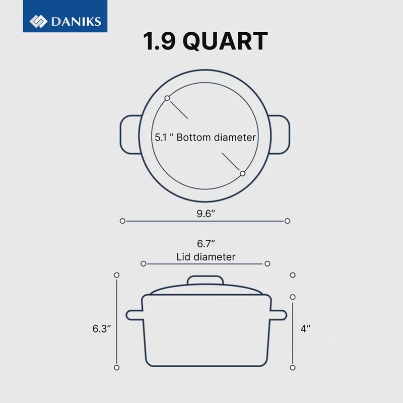 Daniks Modern 2 Quart Stainless Steel Stock Pot with Glass Lid