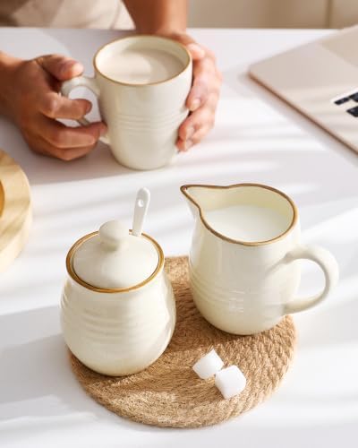 famiware 10oz Sugar Bowl & 13oz Creamer Set, Coffee Serving, Vanilla