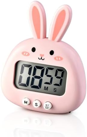Cute Digital Desk Timer, Magnetic LCD Alarm Clock with Stand