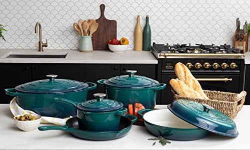 Larder & Vine 9 Piece Enameled Cast Iron Cookware Set, Oven Safe and