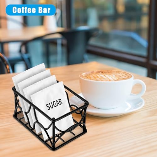 DLUGOPIS 2 Pieces Black Metal Sugar Packet Holder Tea Bag Organizer
