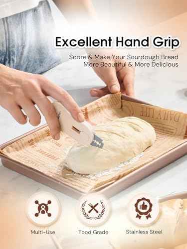 Bread Lame Dough Scoring Tool, 5 Razor Blades, Cream