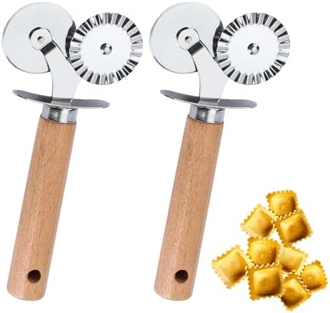 Pastry Double Cutter Wheel,2 Pack Pasta Cutter Wheel,Dual-Head Baking