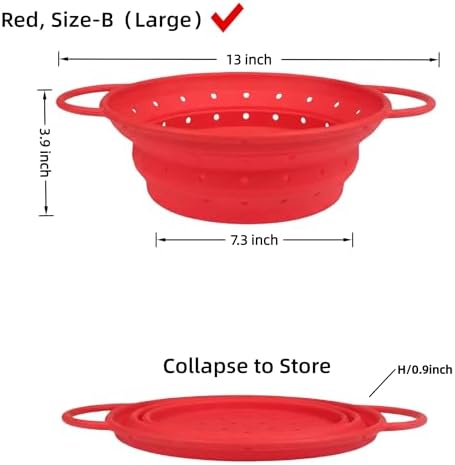 Collapsible Silicone Colander with Handles, Round Strainer with