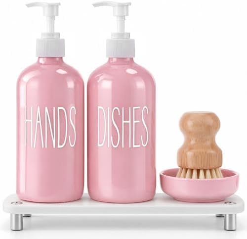Pink Hands Glass Soap Dispenser