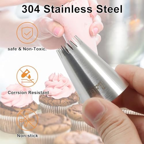 3Pcs 9FT Churro Piping Tips With 10 Bags, Stainless Steel