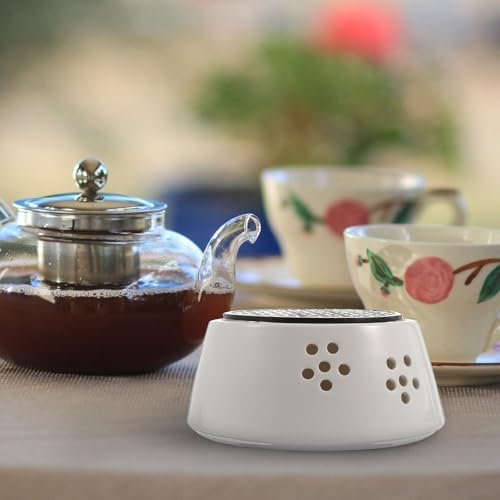 Ceramic Tea Warmer Candle Stand Heater for Teapot, White