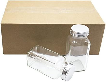 12 pieces of French Square Glass Spice Bottles 6 oz Spice Jars with