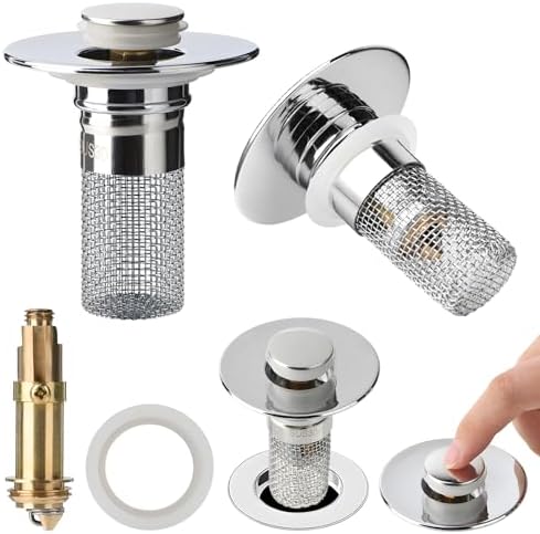 2pcs Bathroom Sink Drain Pop-Up Stoppers, Stainless Steel