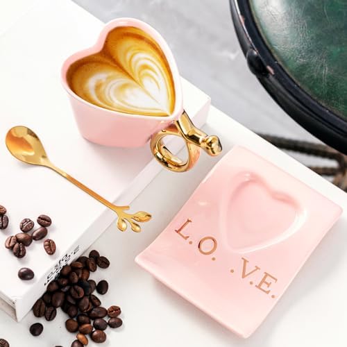 135 ml / 4.56 oz Porcelain Espresso Cups Heart-Shaped Cup Mug with