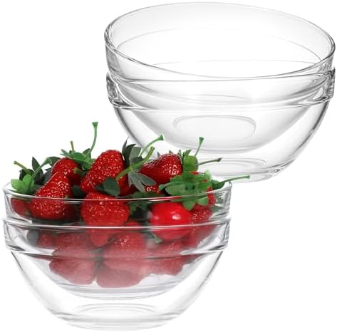 3pcs Tempered Glass Prep Bowls Glass Bowl Set 6.7 Inch Salad Bowls