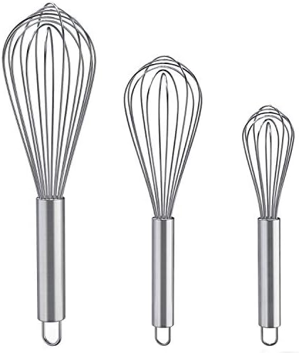 Whisks for Cooking, 3 Pack Stainless Steel Whisk for Blending