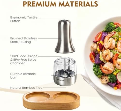 Electric Salt and Pepper Grinder Set, USB-C Rechargeable