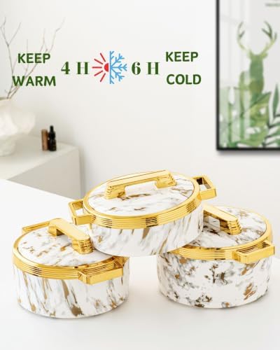 3 Piece Insulated Casserole Dishes with Lids, Thermal Serving Bowls Set