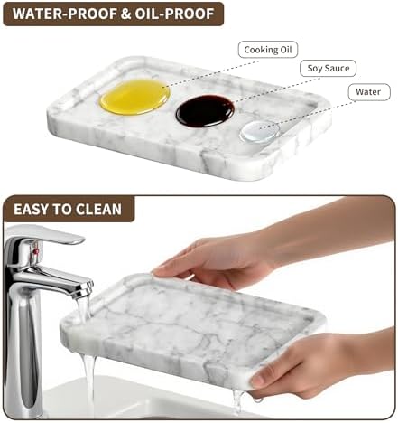 Marble Butter Dish with Lid, Wide Butter Holder 7.2"L x 5"W