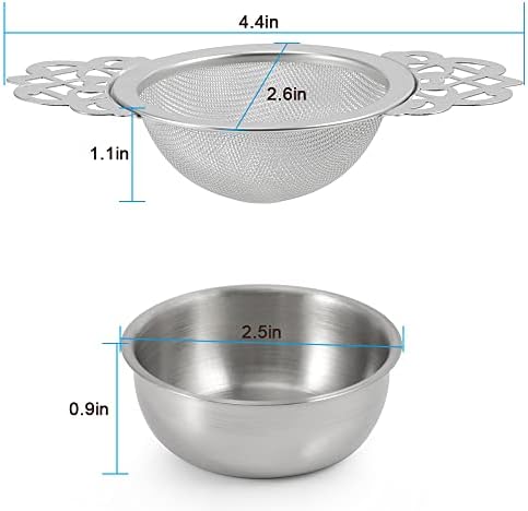 Picowe 4 Pack Tea Strainer Bowl, Stainless Steel Sliver Tea Strainers
