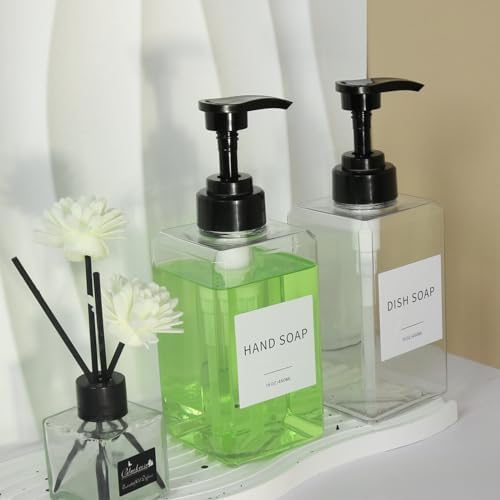 Clear Soap Dispenser Bottles, 15oz 4 Pack