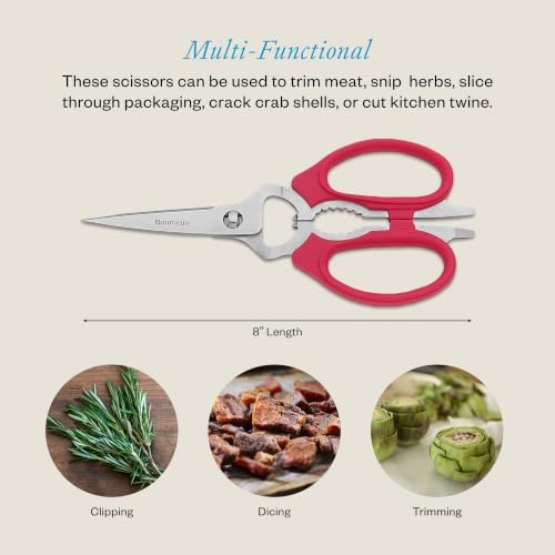 Messermeister 8-Inch Take-Apart Kitchen Scissors, Red - Includes