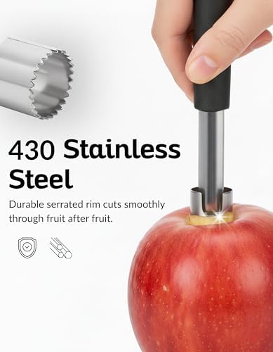 Stainless Steel Apple Corer Tool 4 Pack, Premium Fruit Core Remover