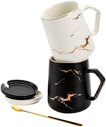 ZENFUN 2 Pack Ceramic Mug Set for Couple, Coffee Mugs with Gift Box