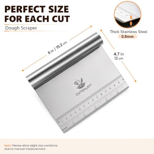 Bench Scraper with 6-Piece Round Cookie Cutters Set, Stainless Steel