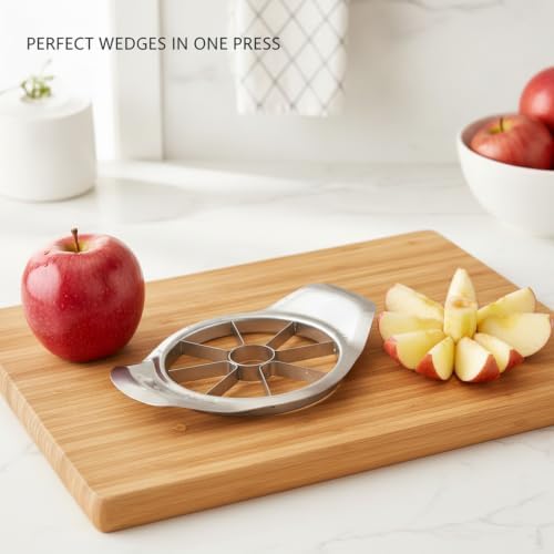 Apple Slicer Corer, Stainless Steel Fruit Cutter for Uniform Wedges