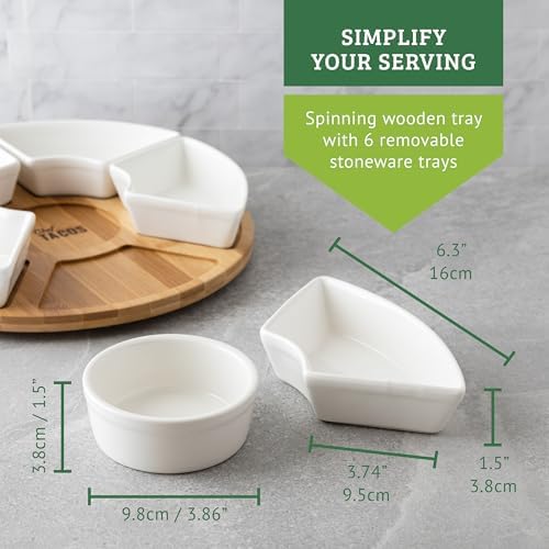 Ceramic Taco Lazy Susan, Taco Serving Platter, 6 Bowls, 10.2 in