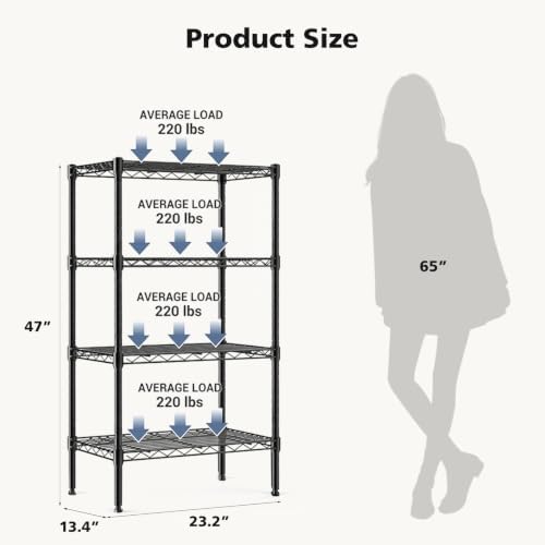 DUMOS 4-Tier Metal Storage Shelves, 23.3" W