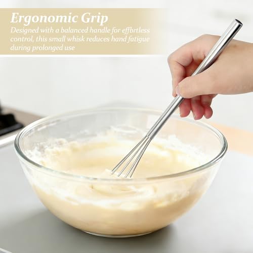 Stainless Steel Mini Whisk Set of 2 Long Handle Skinny Wire Whisk