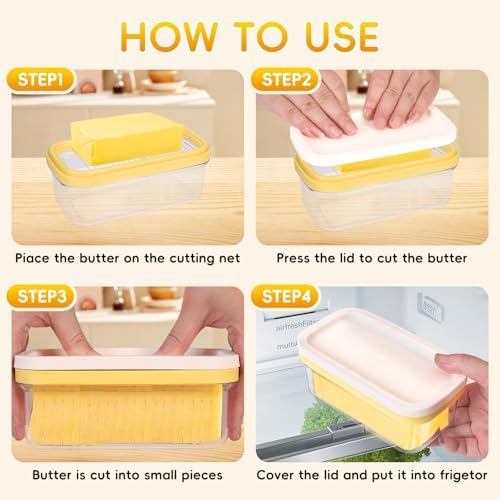Butter Slicer Cutter and Keeper, Clear Butter Container with Lid