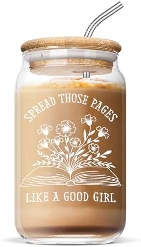 Book Lovers Gifts for Readers Teacher Gift 16oz Glass Cup