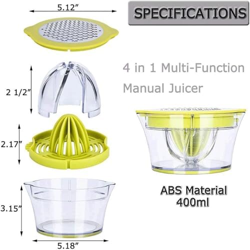 Drizom Citrus Juicer, 12OZ, Green Manual Squeezer