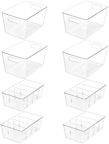 Vtopmart 8 Pack Clear Storage Bins Set for Pantry Organizer