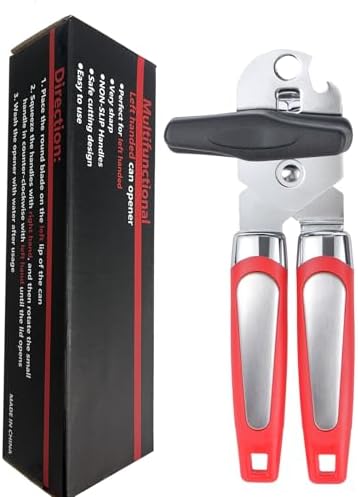 Left Handed Can Opener and Bottle Openers, Lefty Tools (Red)