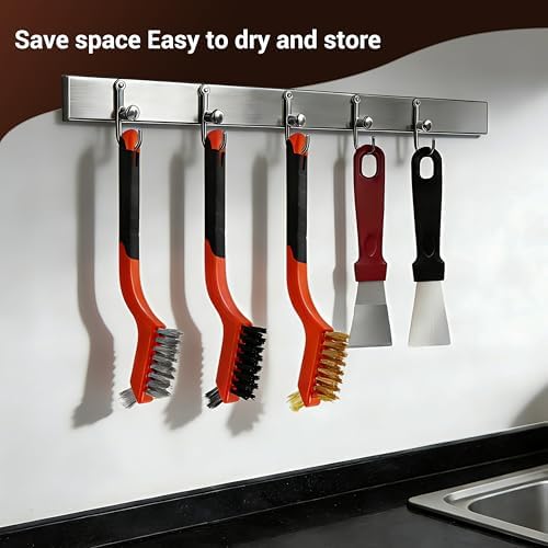 6 Pieces Wire Brush Set, Nylon/Brass/Stainless Steel Bristles