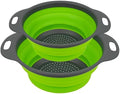 AUAUY 2 Pack Collapsible Colander Set, Round Silicone, 1 Large and 1