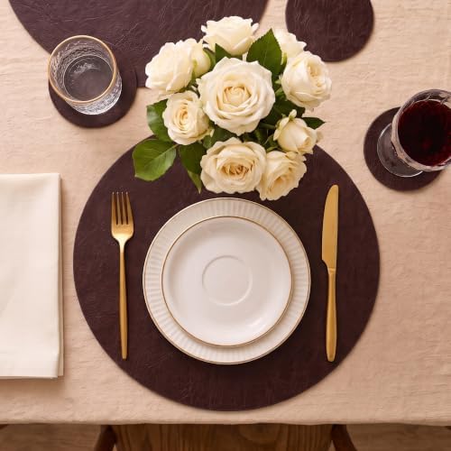 Embossed PU Leather Placemats, Waterproof Coffee Coasters, Kitchen