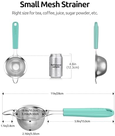 U-Taste Fine Mesh Strainer, 18/8 Stainless Steel Sieve 30 Mesh, S/Aqua