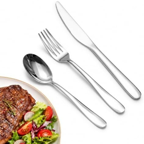 SANTUO Stainless Steel 12PCS Dinner Set combo with 4 Dinner Knives, 4