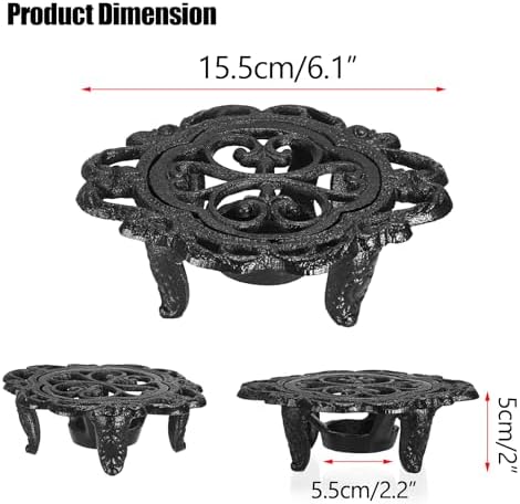 Sumnacon Cast Iron Teapot Warmer Dish Cups Heater Decorative Trivet