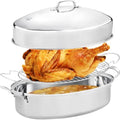 JY COOKMENT 22" Large Roasting Pan with Rack and Lid,Oval Turkey