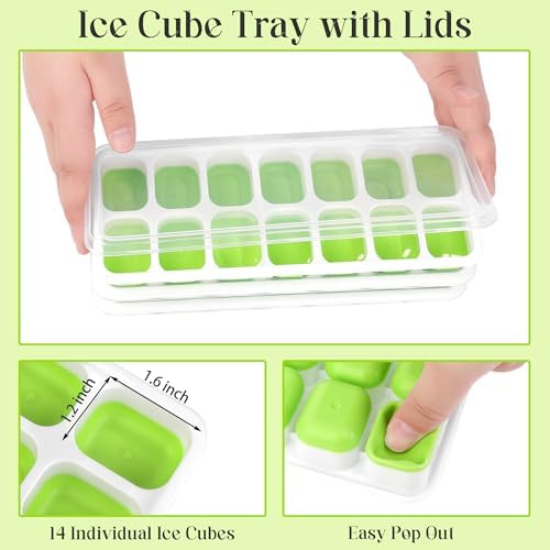 Aneco Plastic Freezer Ice Bin Set with Flexible Scoop Clear Storage