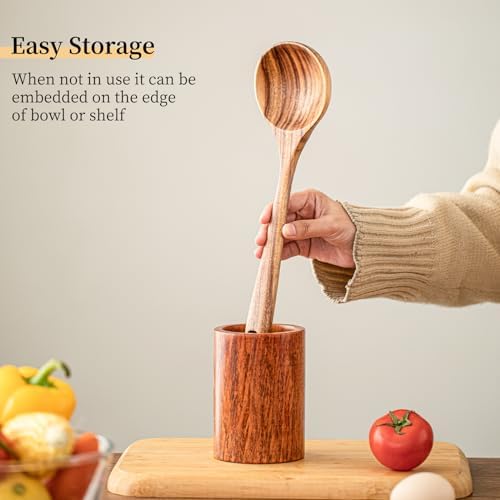 Gudamaye 13 Inch Natural Teak Wooden Soup Ladles