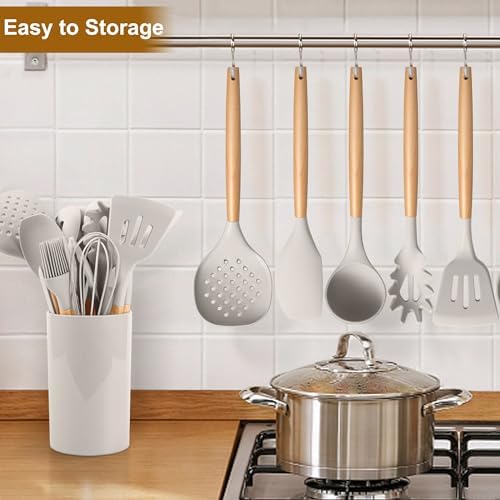 LIANYU 15-Piece Kitchen Cooking Utensils Set with Holder, Silicone