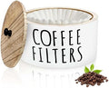 KAYIN Coffee Filter Holder, 78oz Wooden Container with Bamboo Lid